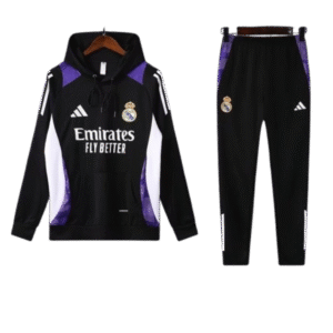 Adidas real madrid 2024-25 Hooded Black Training Tracksuit Kits