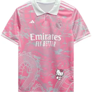 Hello Kitty Adidas real madrid Pink Dragon Pattern POLO Shirt 23-24
