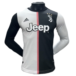 2019-20 Cristiano Ronaldo #7 Juventus Home Retro Player Version Soccer Jersey with UCL Patch - Long Sleeve