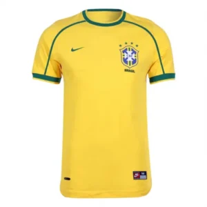 Brazil Nation Retro Ronaldo #9 Rivaldo #10 Cafu #2 Leonardo #18 R.carlos #6 Denilson #19 Jersey Home World Cup 1998