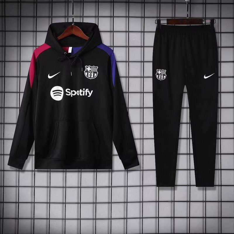 Nike Barcelona 2024-25 Hooded Black Training Tracksuit Kits - Image 2