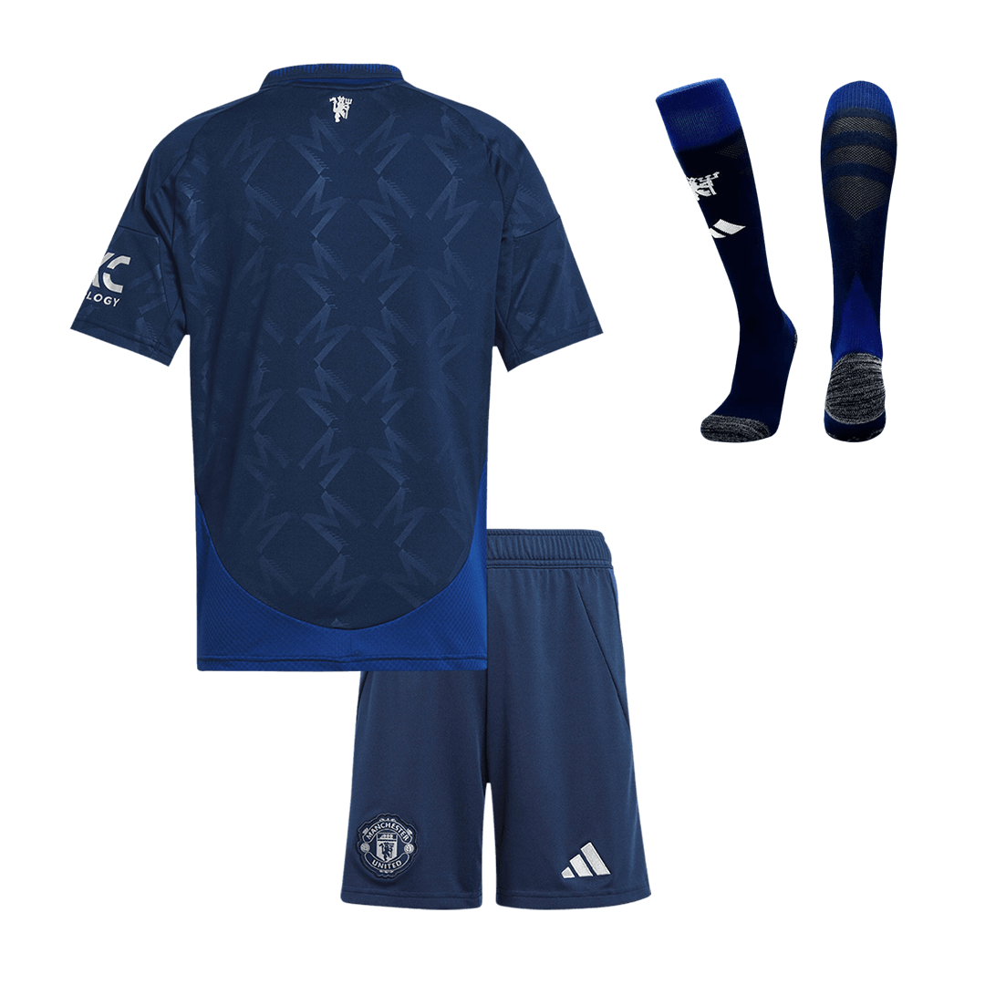 Kids Manchester United Custom Away Full Soccer Kits 2024-25 - Image 2