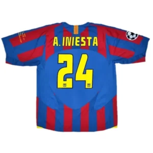 Barcelona A.Iniesta #24 UCL Final Retro Jersey Home 2005-06