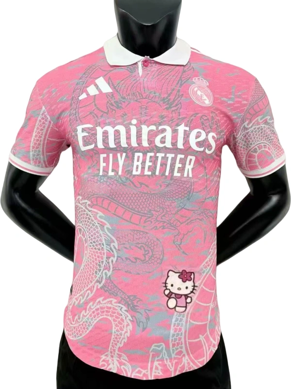 Hello Kitty Adidas real madrid Pink Dragon Pattern POLO Shirt 23-24 - Image 2