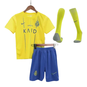Kids Al Nassr 2023/24 Home Whole Kit(Jersey+Shorts+Socks)