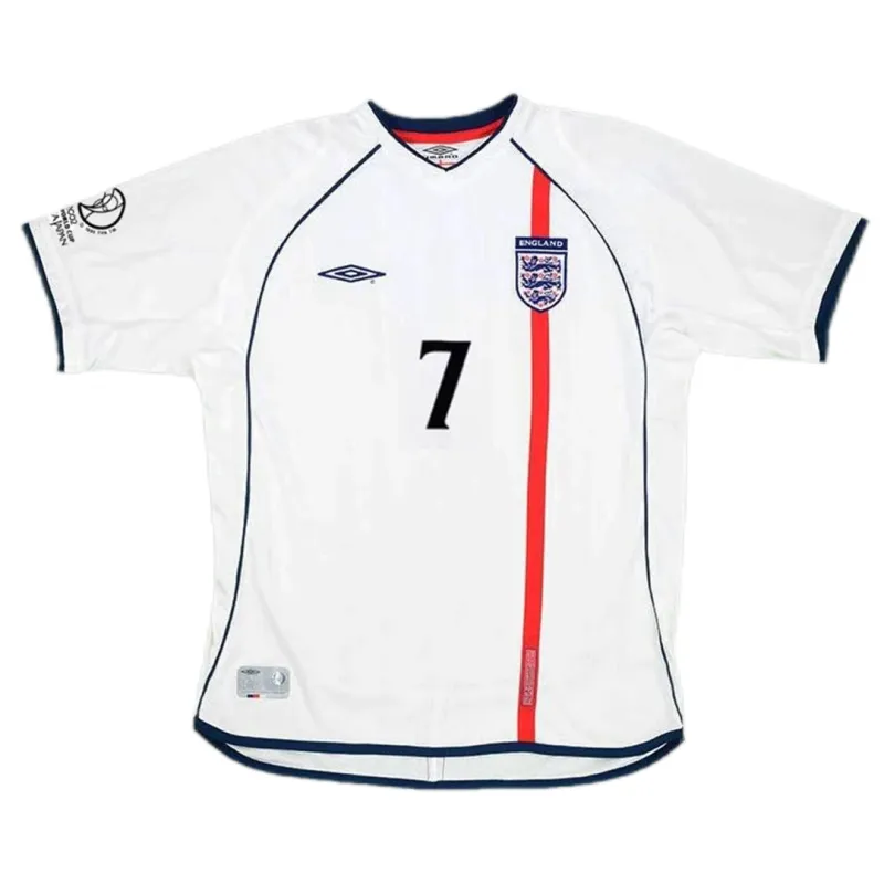 England World Cup 2002 Retro Soccer Jersey Home - Image 4