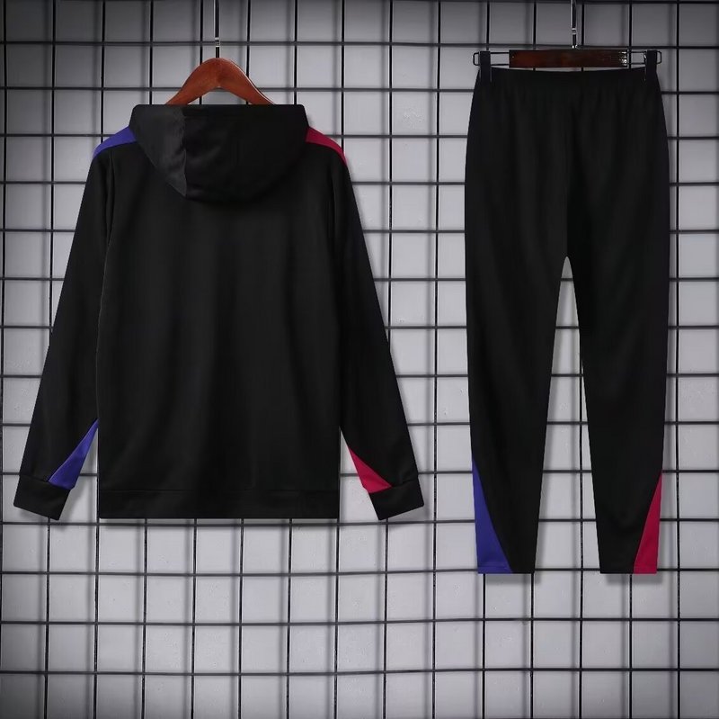 Nike Barcelona 2024-25 Hooded Black Training Tracksuit Kits - Image 3