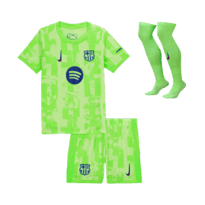 Kids Barcelona Custom Third Away Full Soccer Kits 2024-25 - UCL Spotify Logo Without Text