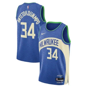 Unisex Milwaukee Bucks Giannis Antetokounmpo Blue 2023-24 Swingman Jersey - City Edition