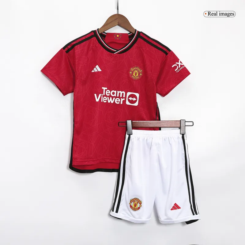 Kids Manchester United 2023/24 Home Jersey Kit - Image 4