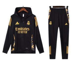 Adidas real madrid 2024-25 Black Hooded Training Tracksuit Kits