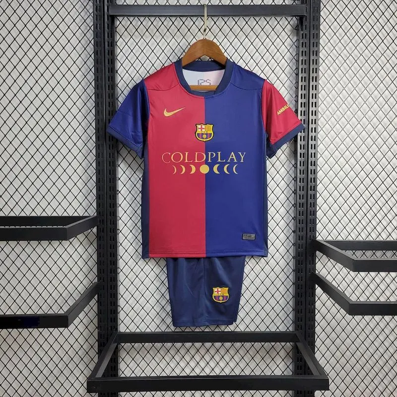 24-25 Barcelona Home COLDPLAY Edition Kids Kit Jersey+Shorts - Image 2